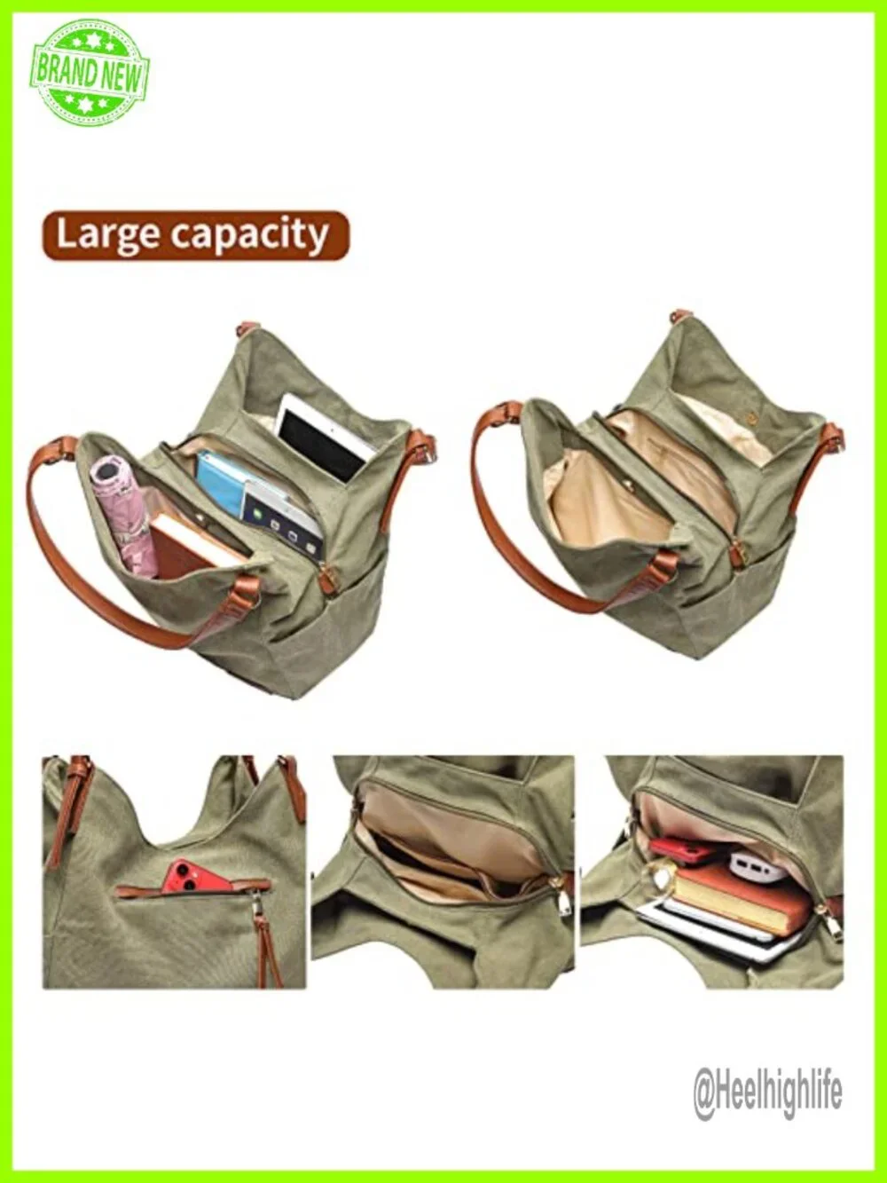 Canvas Hobo Purse Multi Pocket Tote Shopper Shoulder Bag Embroidery Ethnic